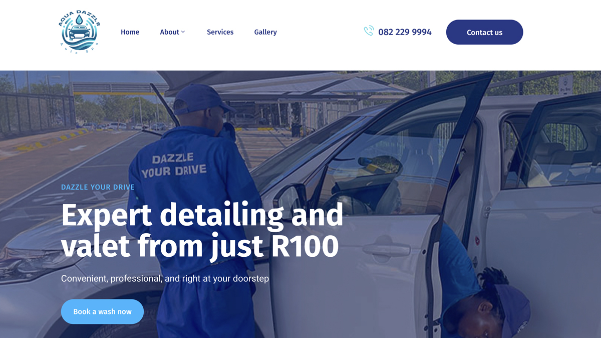 Wordpress Website for Aqua Dazzle Auto Spa