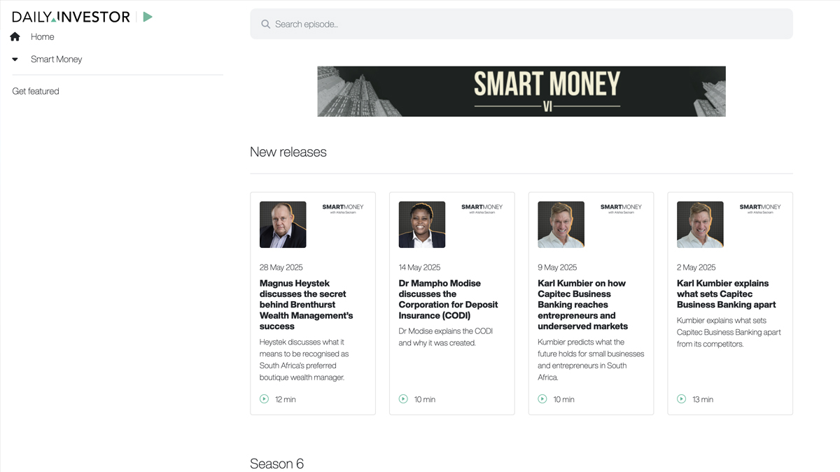 Smart Money Podcast Platform – Video Website & Admin CMS for Daily Investor
