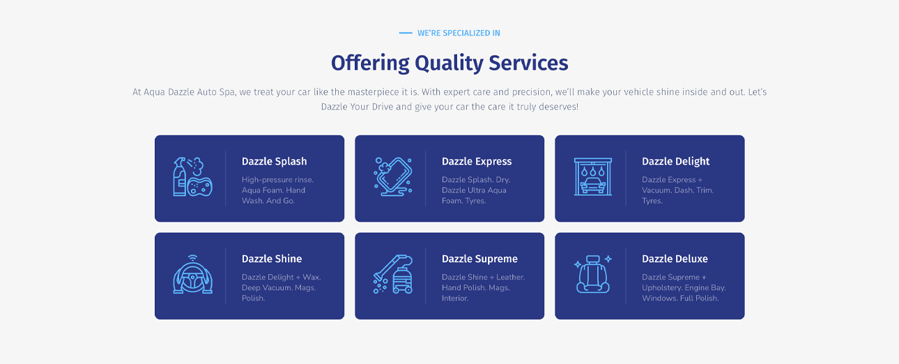 Wordpress Website for Aqua Dazzle Auto Spa